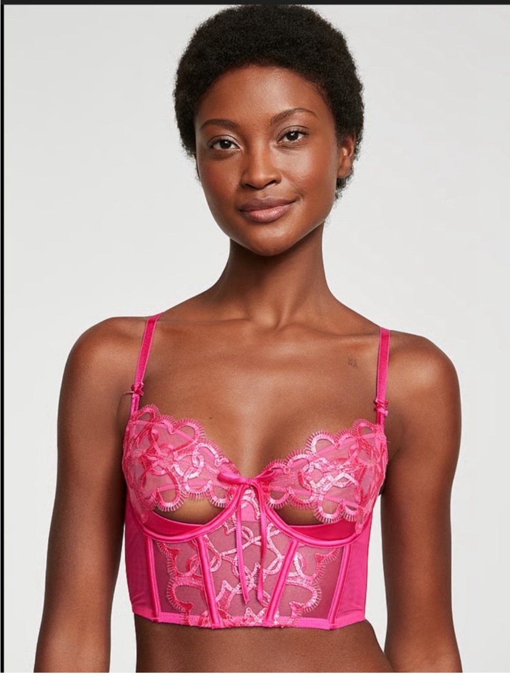 Nwt Victoria's Secret Hot Pink Lace corset bra size small DD